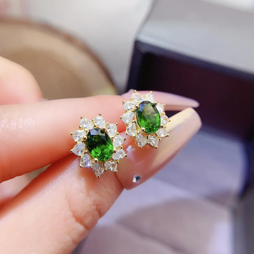 Natural Diopside Classic Earrings - view 2