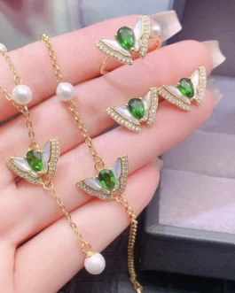 Natural Diopside Elegant Jewelry Set