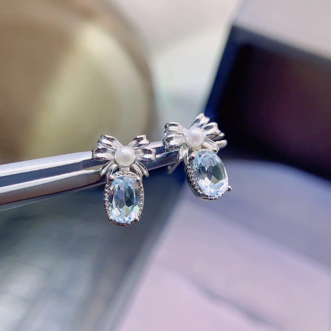 Natural Topaz Oval Earrings - view 1