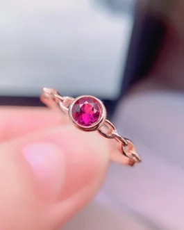 Natural Garnet Chain Link Ring