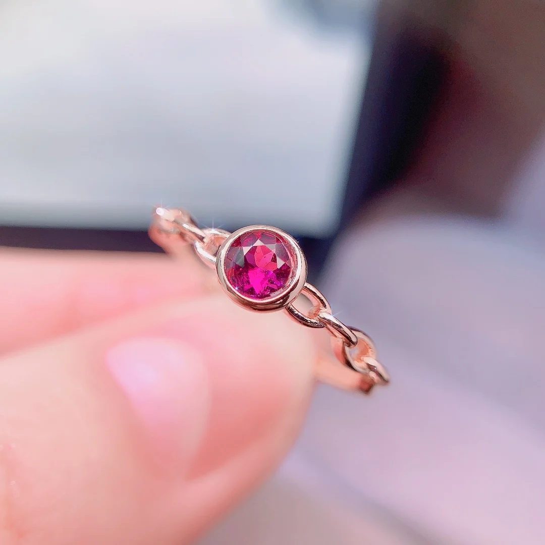 Natural Garnet Chain Link Ring - view 1