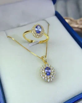 Natural Tanzanite Dainty Jewelry Set
