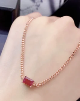 Natural Ruby Petite Chain Bracelet