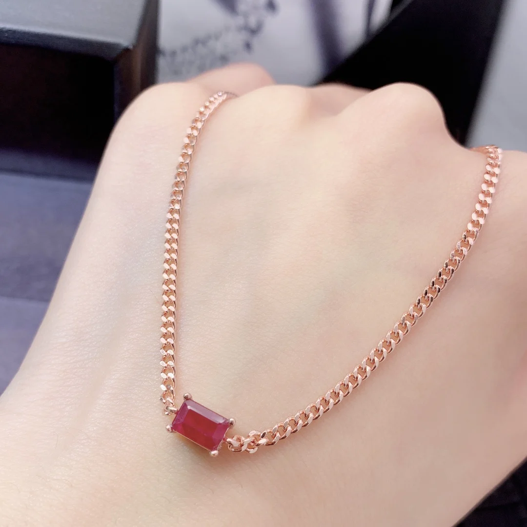 Natural Ruby Petite Chain Bracelet - view 1
