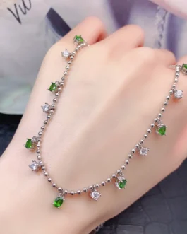 Natural Diopside Station Necklace
