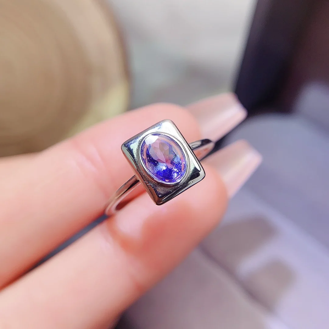 Natural Tanzanite Luxury Halo Ring - view 2