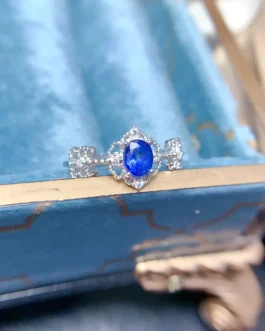 Natural Sapphire Blossom Halo Ring