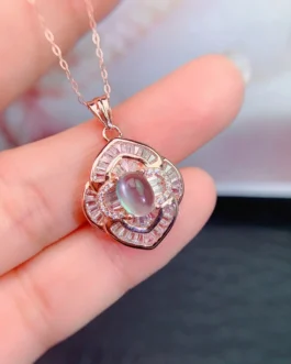 Natural Prehnite Geometric Pendant
