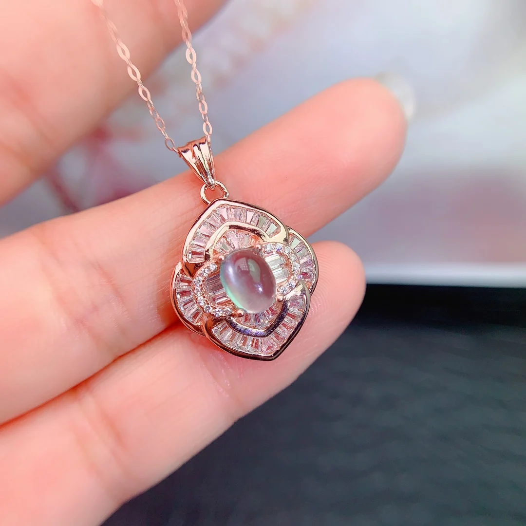 Natural Prehnite Geometric Pendant - view 2