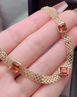 Natural Garnet Link Bracelet