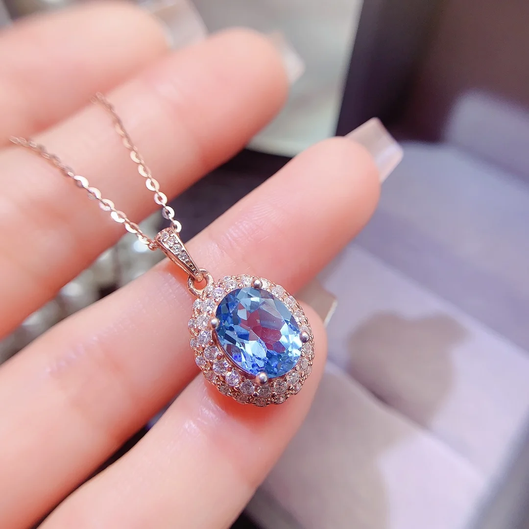Natural Topaz Classic Oval Pendant - view 1