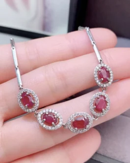 Natural Ruby Oval Halo Bracelet