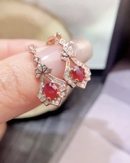 Natural Ruby Crown Stud Earrings