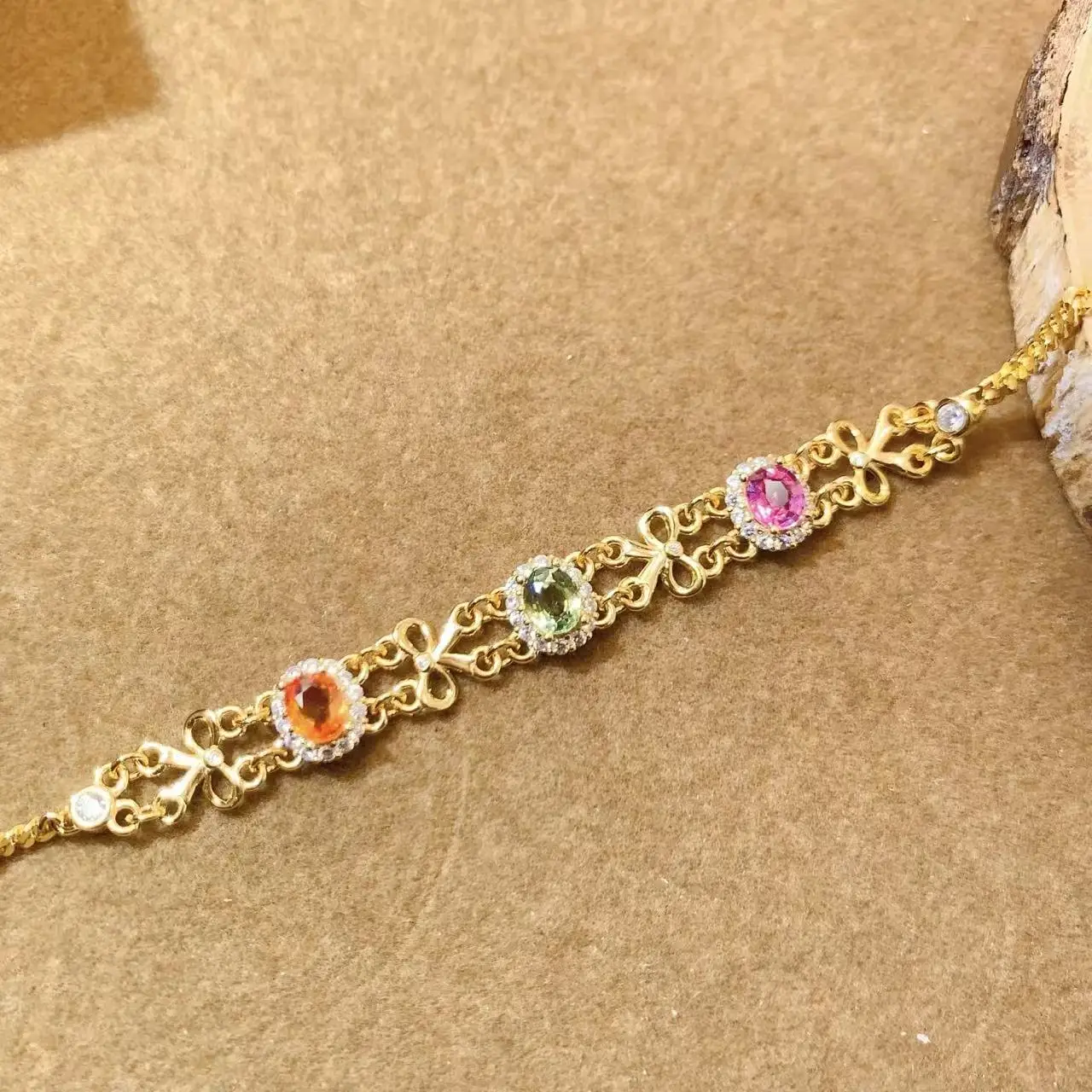 Natural Sapphire Halo Bracelet - view 2