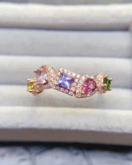 Natural Tourmaline Square Cut Ring