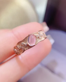 Natural Rose Quartz Wedding Ring