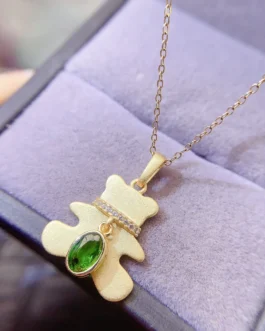 Natural Diopside Teddy Bear Pendant