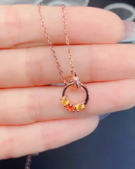 Natural Sapphire Rainbow Circle Pendant