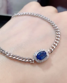 Natural Sapphire Curb Chain Bracelet
