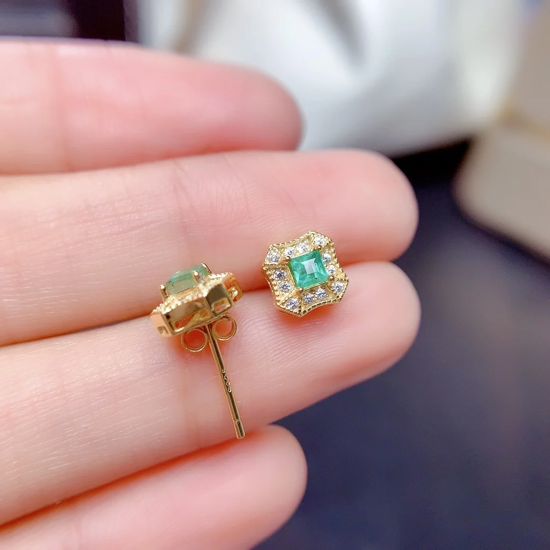 Natural Emerald Square Halo Set - view 5