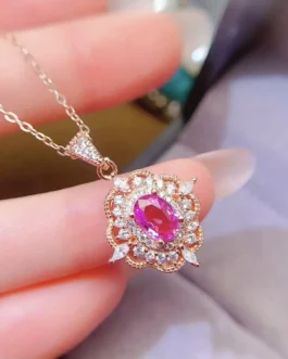 Natural Sapphire Ornate Pendant Necklace