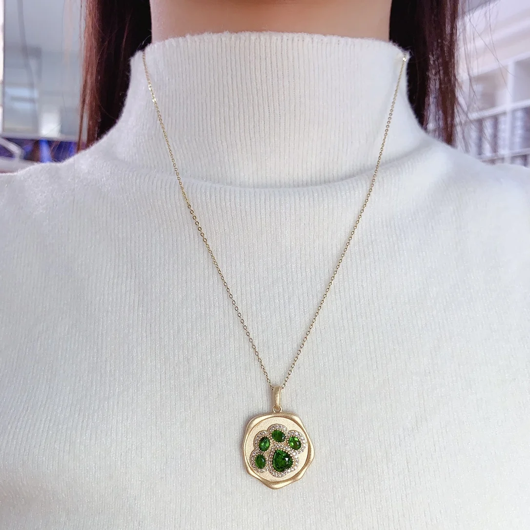 Natural Diopside Paw Pendant - view 3