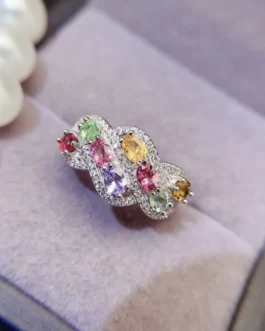 Natural Tourmaline Colour Band Ring