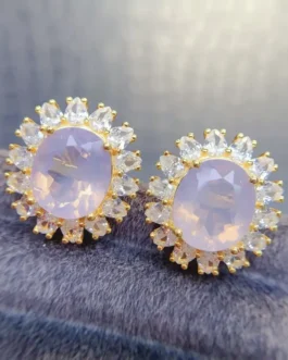 Natural Lavender Flower Halo Earrings