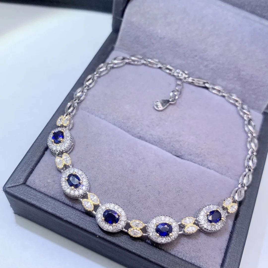 Natural Sapphire Vintage Halo Bracelet - view 4