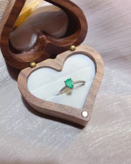 Natural Emerald Teardrop Silver Ring