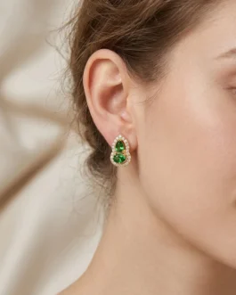 Natural Tsavorite Halo Stud Earrings