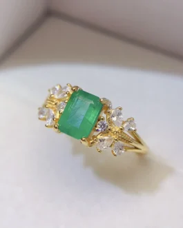 Natural Emerald Floral Cluster Ring