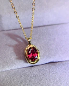 Natural Garnet Solitaire Pendant