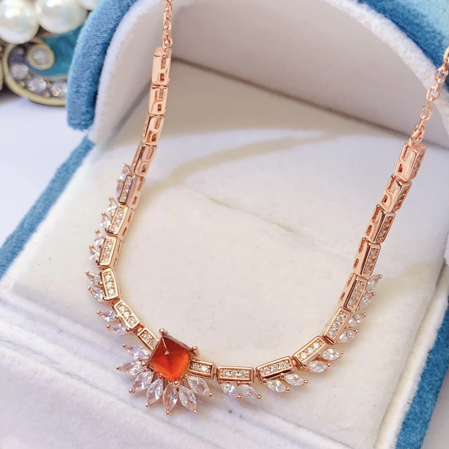 Natural Garnet Choker Pendant Necklace - view 1