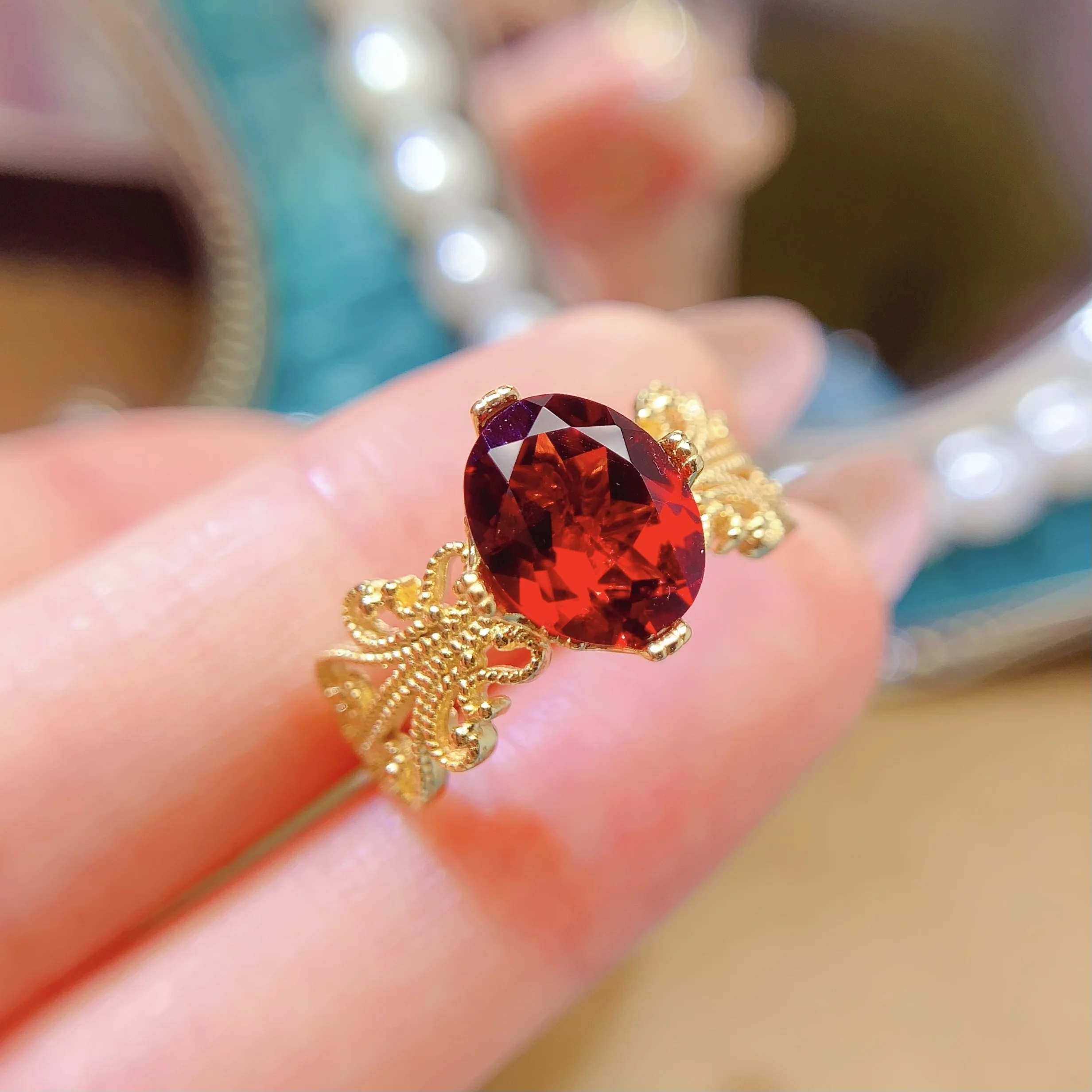 Natural Gemstone Vintage Band Ring - view 5