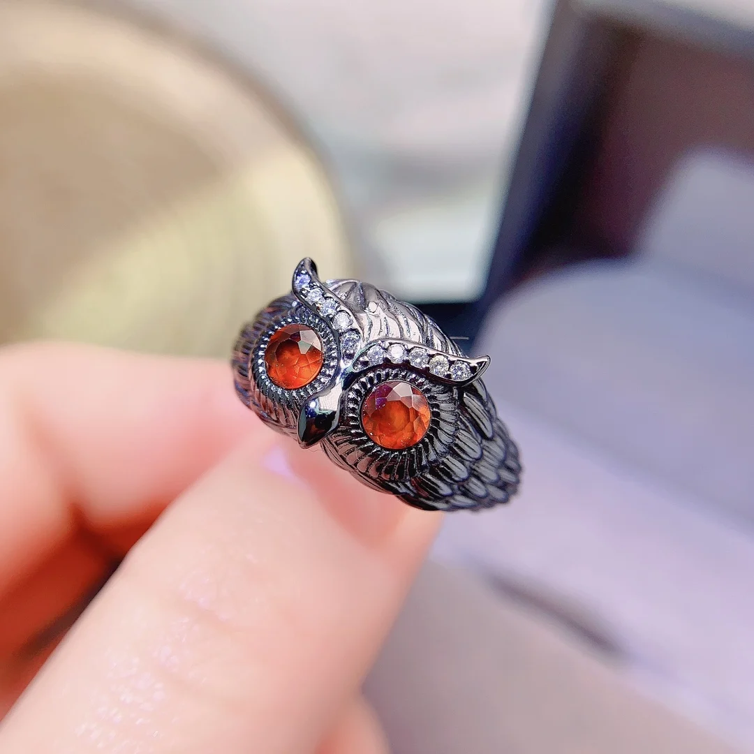 Natural Garnet Owl Ring - view 1