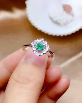 Natural Emerald Dainty Jewelry Set