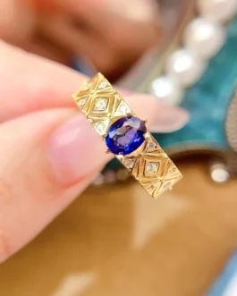 Natural Tanzanite Sapphire Lattice Ring