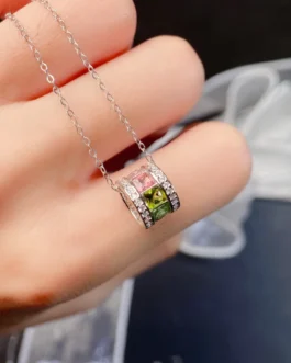 Natural Tourmaline Square Pendant