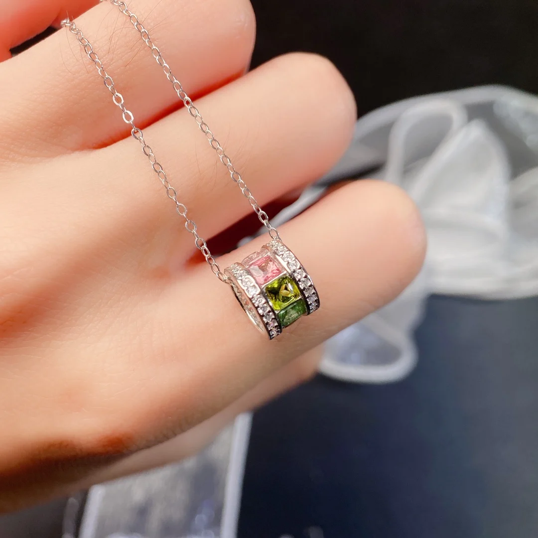 Natural Tourmaline Square Pendant - view 1