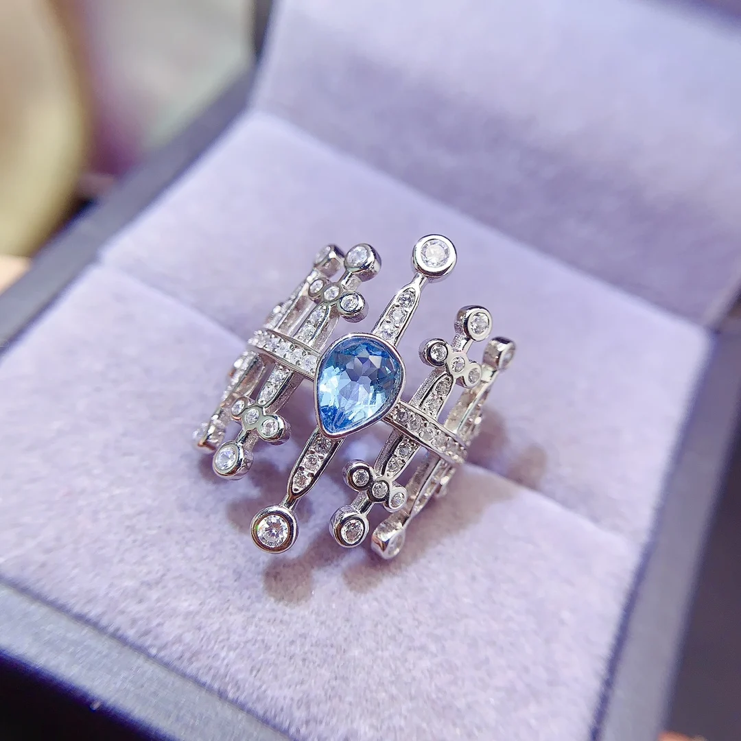 Natural Topaz Pear Bar Ring - view 3