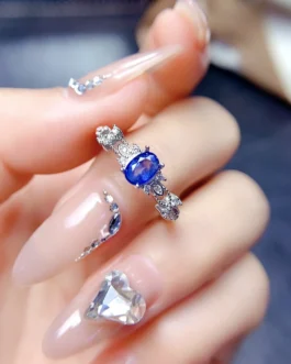 Natural Sapphire Leaf Shoulder Ring