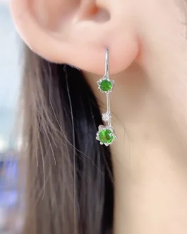 Natural Diopside Rose Earrings