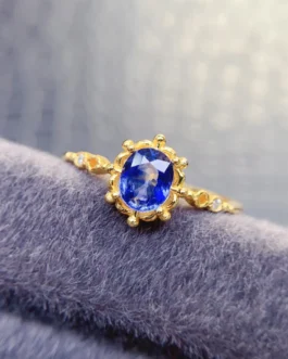 Natural Sapphire Gold Leaf Ring