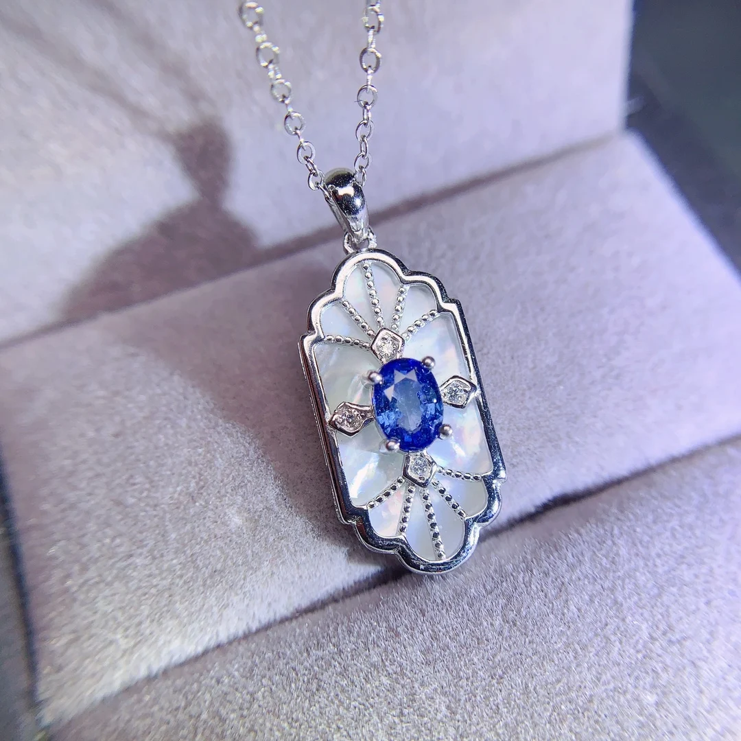 Natural Sapphire Shield Pendant - view 1