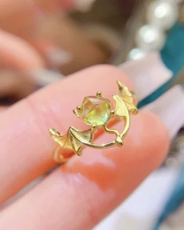 Natural Peridot Winged Stack Ring