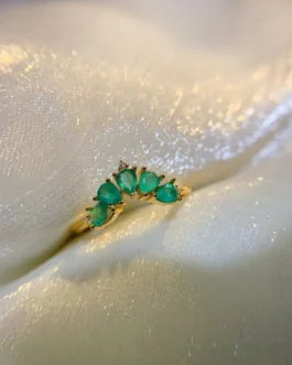 Natural Emerald Chevron Ring