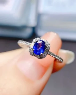 Natural Sapphire Chunky Halo Ring
