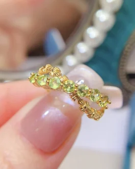 Natural Peridot Zigzag Row Ring