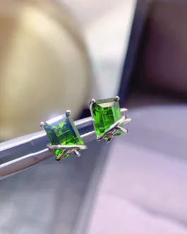 Natural Diopside Classic Stud Earrings